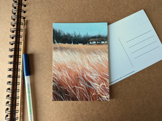 Autumn field A6 postcard