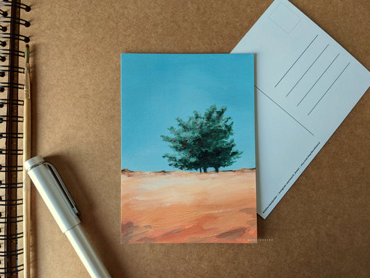 Trees in a field A6 postcard